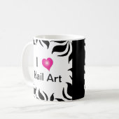 I Love Nail Art Zebra Stripe and Pink Coffee Mok (Voorkant links)