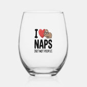 I Love Naps Cute Sloth Heart Wijnglas Zonder Voet (Voorkant)