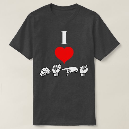 I Love NAPS text with Sign Language black and whit T-shirt (Design voorkant)