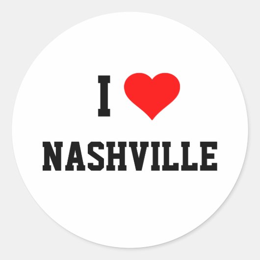 I Love Nashville Ronde Sticker (Voorkant)