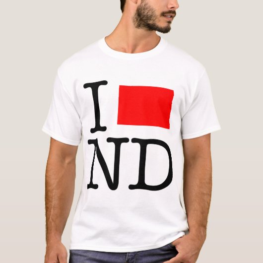 I Love ND North Dakota T-Shirt (Voorkant)