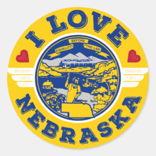 I Love Nebraska State Flag and Map Ronde Sticker