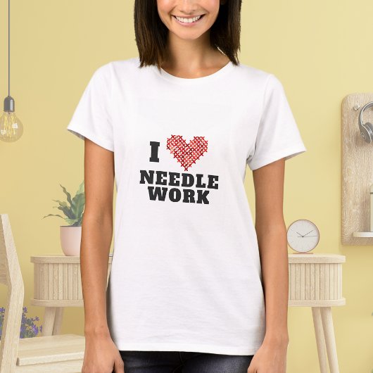 I Love Needlework Cross Stitch Heart T-shirt