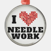 I Love Needlework Cross Stitch Metalen Ornament (Voorkant)