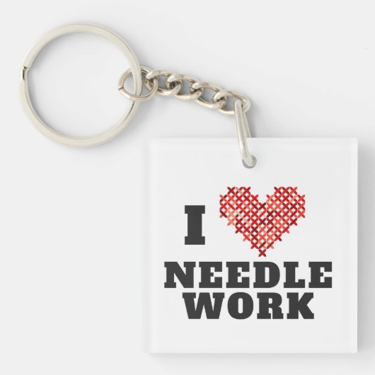 I Love Needlework Cross Stitch Sleutelhanger (voorkant)