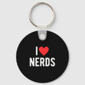 I Love Nerds Funny Geeky Graphic Heart Nerd Sleutelhanger (Voorkant)