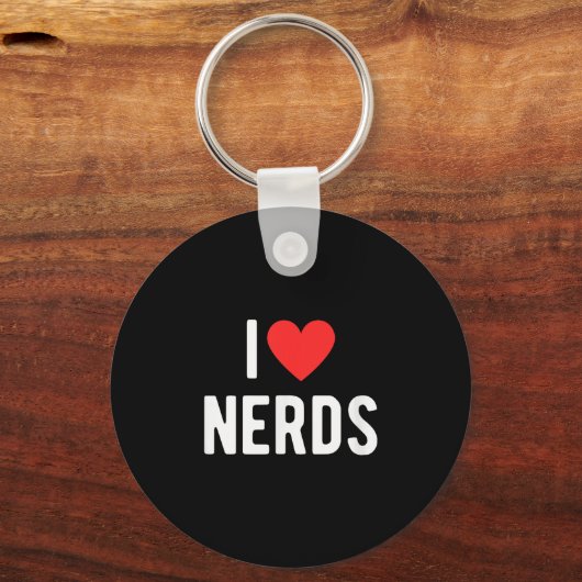 I Love Nerds Funny Geeky Graphic Heart Nerd Sleutelhanger (Voorkant)