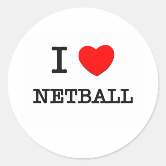 I Love Netball Ronde Sticker (Voorkant)