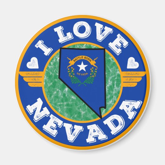 I Love Nevada State Map and Flag Magneet (Voorkant)