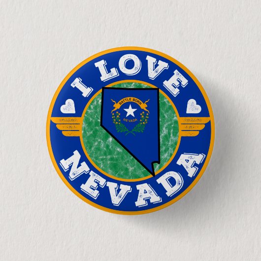 I Love Nevada State Map and Flag Ronde Button 3,2 Cm (Voorkant)