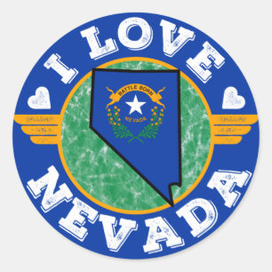I Love Nevada State Map and Flag Ronde Sticker