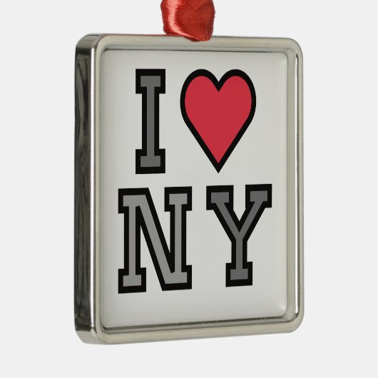 I Love New York - Ornament Wit Rood & Grijs (Rechts)