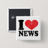 I Love News Vierkante Button 5,1 Cm (Voorkant /achterkant)