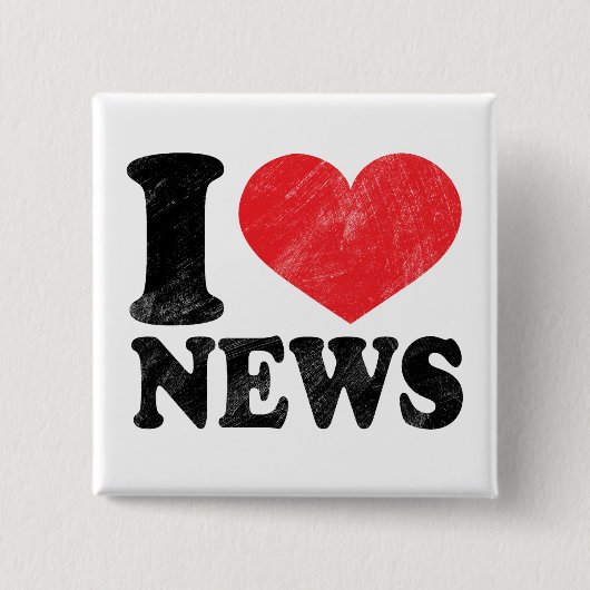 I Love News Vierkante Button 5,1 Cm (Voorkant)