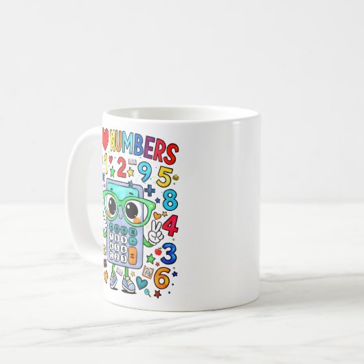 I Love Numbers Cute Maths Calculator Mug (Devant gauche)