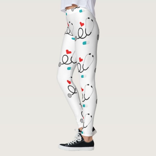 I Love Nursing motifs femmes leggings (Gauche)
