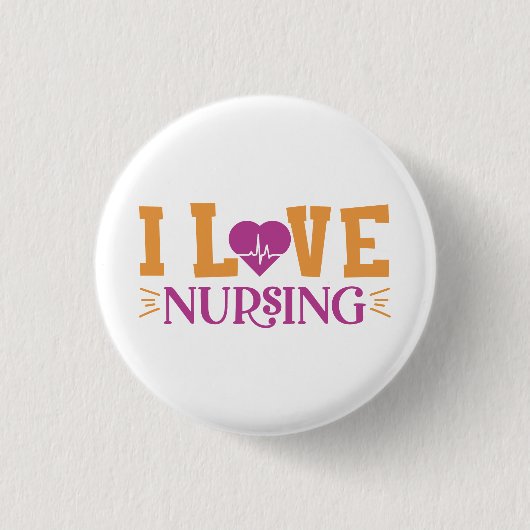 I Love Nursing Ronde Button 3,2 Cm (Voorkant)