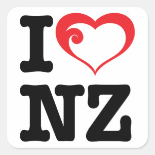 I Love NZ Vierkante Sticker