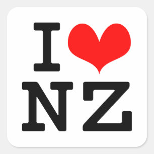 I Love NZ Vierkante Sticker