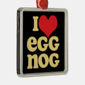 I Love Oeuf Nog carré ornement de vacances en méta (Droite)