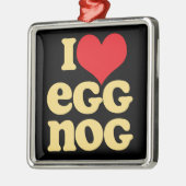 I Love Oeuf Nog carré ornement de vacances en méta (Gauche)