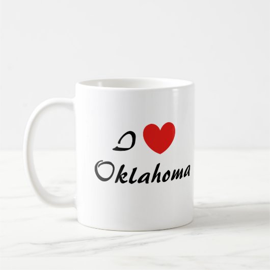 I Love Oklahoma Heart Typography Coffee Mug (Gauche)