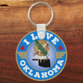 I Love Oklahoma State Flag and Map Sleutelhanger (Voorkant)