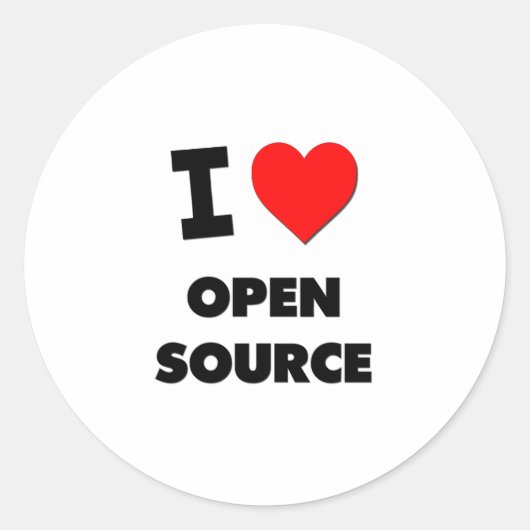 I Love Open Source Ronde Sticker (Voorkant)