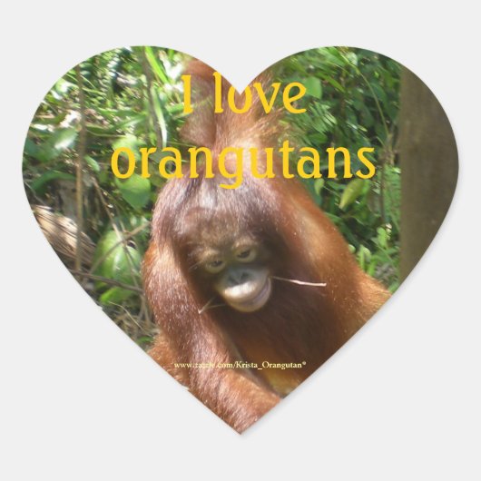 I Love Orangutans Hart Sticker (Voorkant)