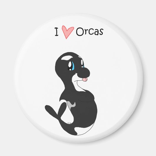 I Love Orcas Magnet (Devant)