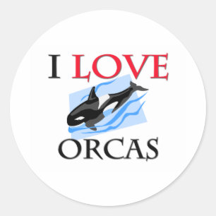 I Love Orcas Ronde Sticker