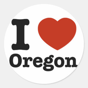 I Love Oregon Ronde Sticker