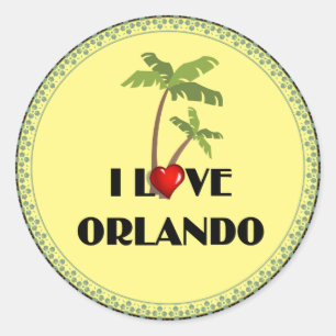 I Love Orlando, tropisch design Ronde Sticker