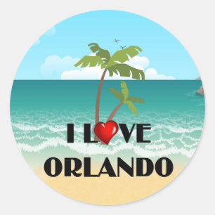 I Love Orlando, tropisch design Ronde Sticker