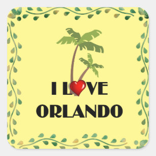 I Love Orlando, tropisch design Vierkante Sticker