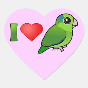 I Love Pacific Parrotlets (groen) Hart Sticker