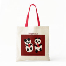 I Love Pandas Canvas tas