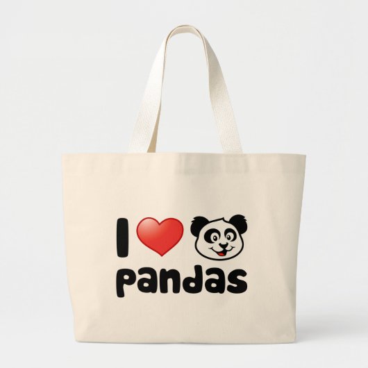 I Love Pandas Grote Tote Bag (Voorkant)