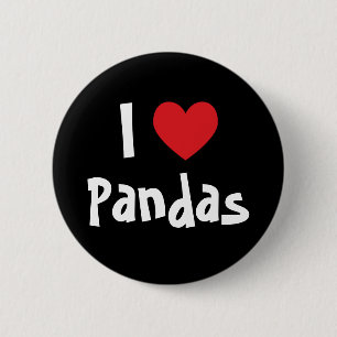 I Love Pandas Ronde Button 5,7 Cm