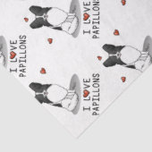 I Love Papillons (white & black) Hearts Dogs Cute Tissuepapier (Detail)