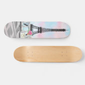I Love Paris - Eiffel Tower and Bouquet Flowers Skateboard (Horizontaal)