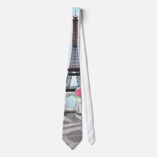 I Love Paris - Eiffel Tower and Bouquet Flowers Stropdas