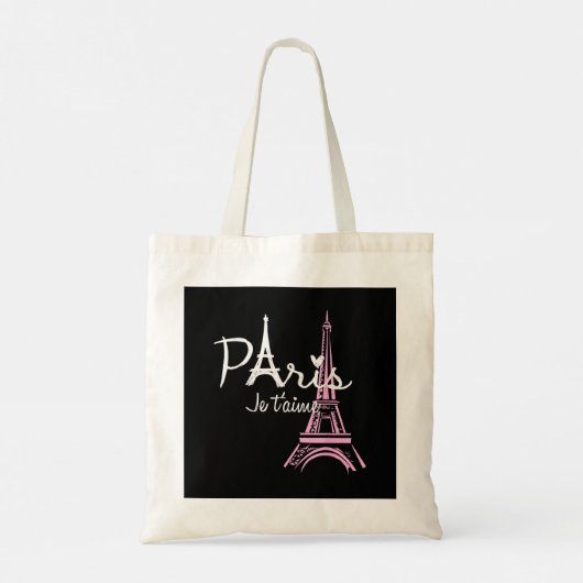I Love Paris Eiffel Tower France Tote Bag (Achterkant)