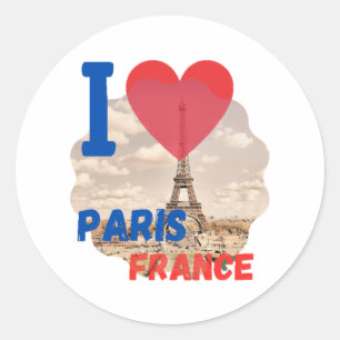 I love Paris France, Croissant, Psg, Baguette Ronde Sticker