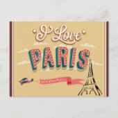 I Love Paris France Eiffel Tower Travel Briefkaart (Voorkant)