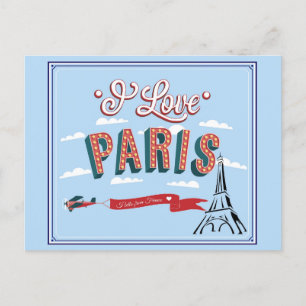 I Love Paris France Eiffel Tower Travel Briefkaart