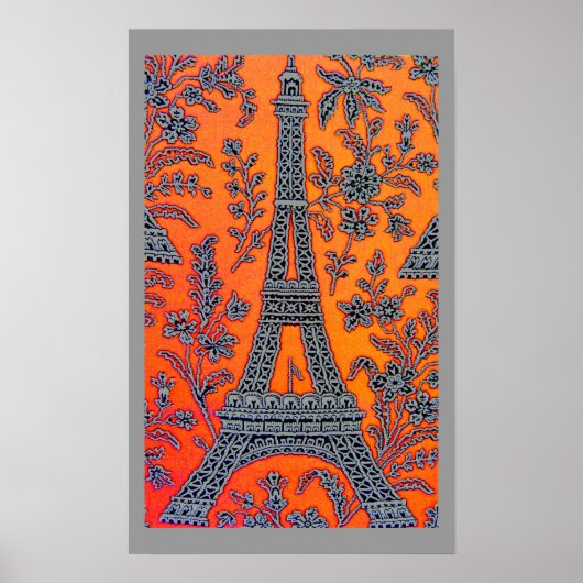 I Love Paris Grey Bordure Poster petit (Devant)