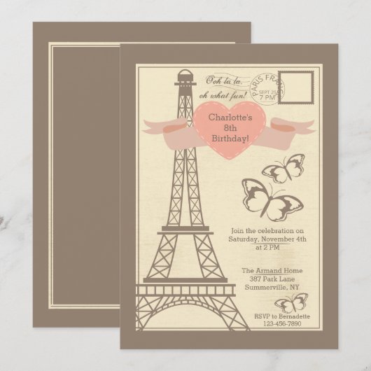 I Love Paris Invitation (Devant / Derrière)