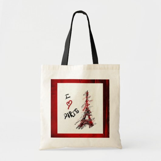 I Love Paris (Red & Black Lijst) Tote Bag (Voorkant)