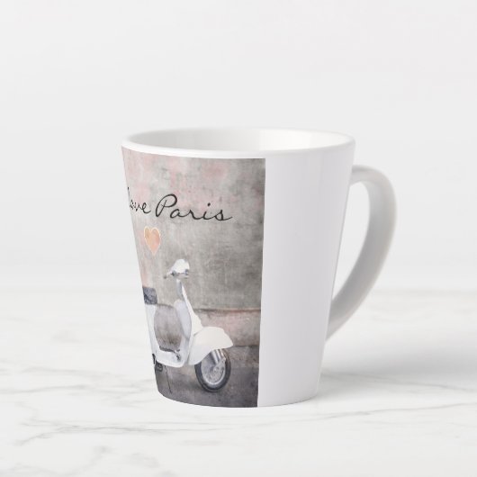 I Love Paris White Motor Scooter Latte Mok (Rechterhoek)